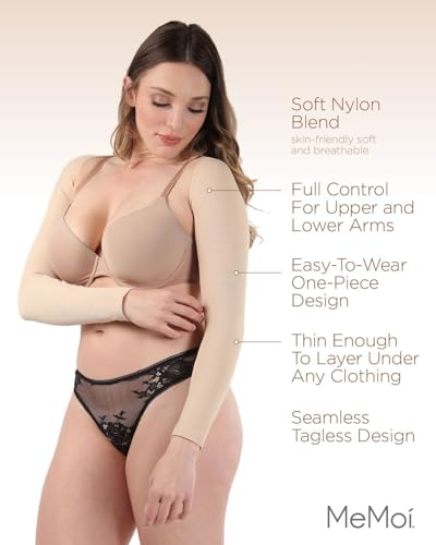 SlimMe Long Sleeve Arm Shapewear, Arm Slimming Sleeves for Women, Tightens and Smooths Arms, Bolero Style - Small to Queen 2 - color: Nude, size: Q2