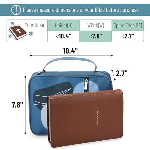 Mr. Pen- Bible Cover Case | Carrying Book Case with Durable Handle and Zippered Pocket, Bible Protective Church Bag for Men & Women, Christian Gifts - color: Blue Bloom