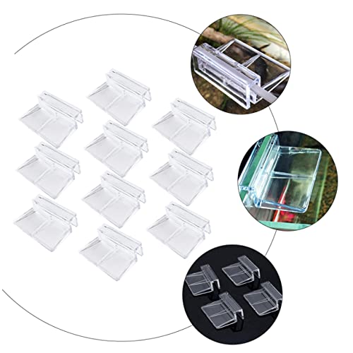 WOONEKY 10pcs Acrylic Fish Tank Support Clips Durable Aquarium Brackets for Glass Covers Safe for Fish and Pets for Open Tanks and Turtle Habitats