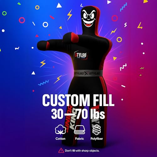 Unfilled Wrestling Dummy for Kids – Youth Grappling Dummy BJJ, MMA, Jiu Jitsu & Judo Training Partner – Durable Martial Arts Practice Buddy - color: Black, size: 4ft / 48"
