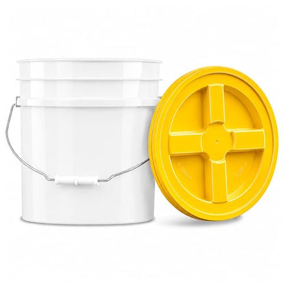 3.5 Gallon Bucket, Food-Grade w/Lid, BPA-Free, Yellow,6 Pack | Airtight Gamma Seal Screw-On Lid, Heavy-Duty 90 Mil HDPE Plastic, Food Safe and Durable Container, Bulk Storage, Made in USA - color: Yellow, size: 6 Packs