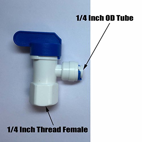 Malida 1/4 Inch Tank Ball Valve Water Purifiers Tube Quick Connector Fittings Set of 5 (1/4" tank valve) - color: 1/4" tank valve
