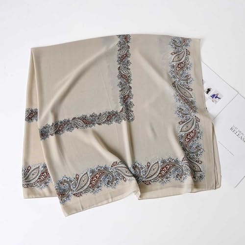 K-Elewon Large Square Scarf 51" Headscarf Chiffon Fashion Scarves Turbans Hair Wrapping Scarfs - color: D-beige