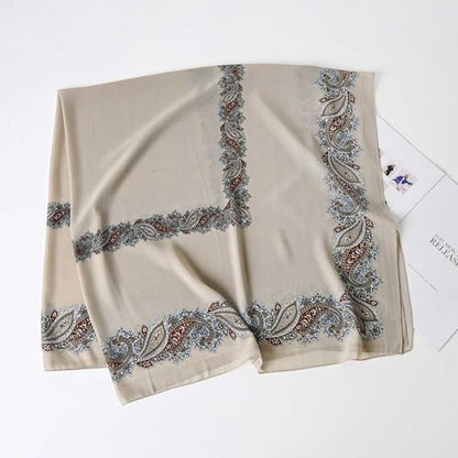 K-Elewon Large Square Scarf 51" Headscarf Chiffon Fashion Scarves Turbans Hair Wrapping Scarfs - color: D-beige