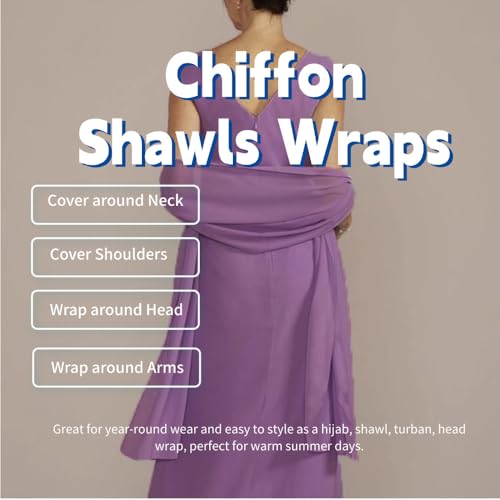 Chiffon Scarf for Women Lightweight Breathable Sunscreen Soft Solid Hijab Scarf for Daily & Muslim Wear - color: Ancient Purple Chiffon Scarf