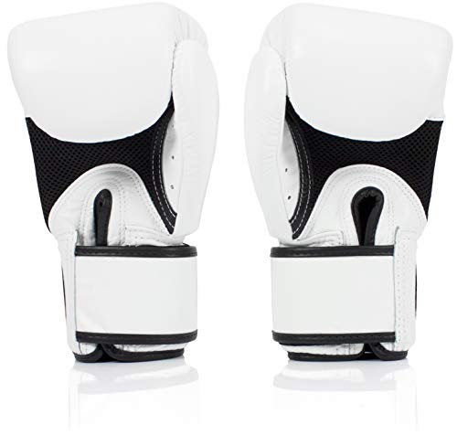 Fairtex BGV1BR Breathable Boxing Gloves, Lightweight Shock Absorbent Gear - color: White, size: 16 oz