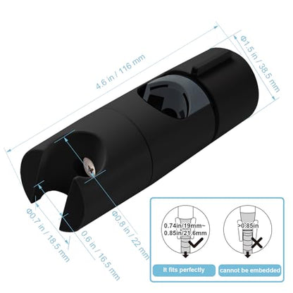 OFFO Shower Head Holder for Slide Bar Adjustable 0.75-1.00 in(19-25mm) O.D, Adjustable Holder for Slide Bar Slider Clamp Bathroom Replacement, 360 Degree Rotation Sprayer Holder, Matte Black - style: Matte Black