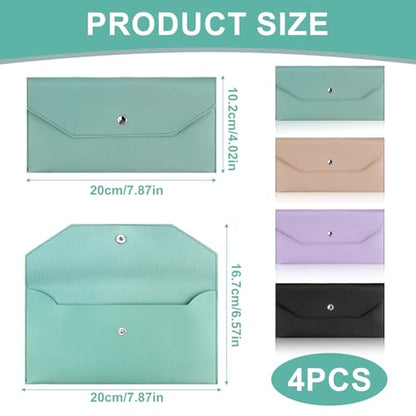 4 Pack PU Leather Cash Envelope Wallets for Women, Reusable Money Envelopes for Budgeting and Organizing Finances, Stylish and Durable Money Management System for Budgeting and Expense Tracking