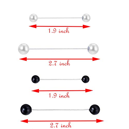 Sowaka 4 Pcs Sweater Shawl Pins Faux Double Pearl Black White Clothing Decoration Safety Pin Back Brooch Clasp Pins for Women Girls Blouse Cinch Dresses Cardigan Collar Shirt