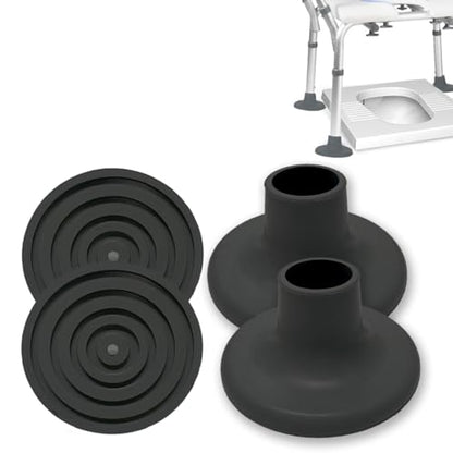 Toilet Chair Safety Replacement Feet, 1-1/8" Suction Cup Feet for Shower Stool and Transfer Bench, Anti Slip Rubber Cap Mats for Elderly Disabled, Black, 4 Pcs
