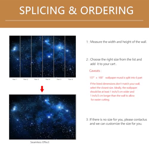 Galaxy Wallpaper Peel and Stick Night Sky Ceiling Self-Adhesive Mural for Living Room Bedroom 137"x100" - color: ZZ-004, size: 137" x 100"