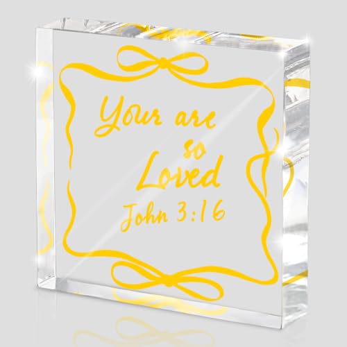 Gift for Mother's Day, Graduation Encouragement, Yellow Bow Inspirational Decor, Christian Gifts for Women, Coquette Aesthetic Bow Dorm Room Decoration, Bible Verse Quotes, Office Desk Accessories - style: huang