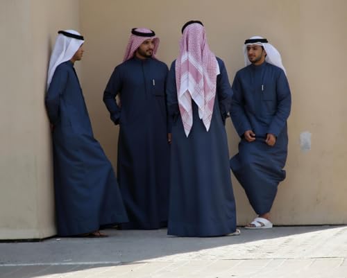 HOMELEX Men's Muslim Clothes Thobe Middle East Kaftan Saudi Arab Caftans Islamic Abaya Dress Dubai Robes - color: Blue-2, size: Medium