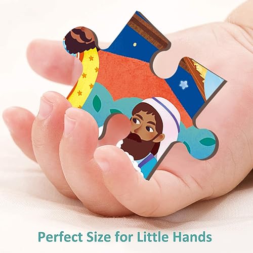 Wooden Nativity Puzzle for Kids 3 Year Old, 24 Piece Puzzles for Kids Ages 3-5 with Tray, Nativity Set Christmas Wooden Jigsaw Puzzle for Toddlers Ages 3 4 5 - style: 24 Piece