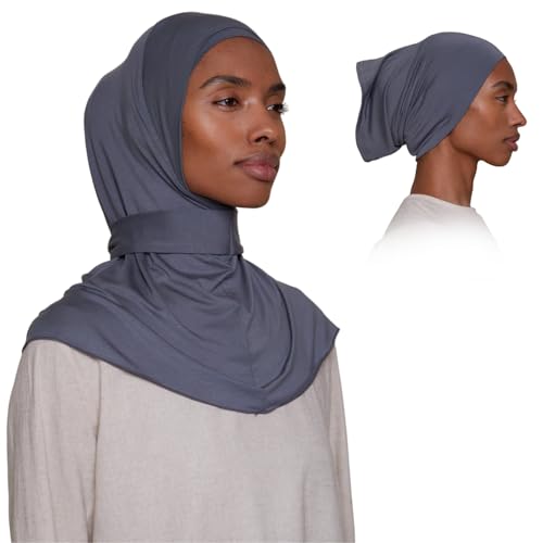Slip-on Instant Premium Jersey Hijab with Undercap - Buttery Soft, Lightweight Hijab with Innovative Tie-Back Design - color: Charcoal