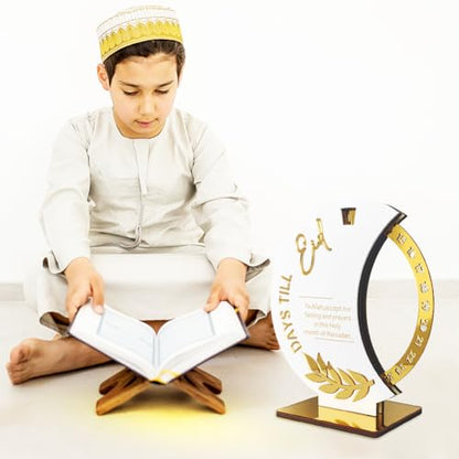 Ramadan Countdown Calendar, Rotatable 30 Days Til Eid, Eid Mubarak Advent Countdown Calendar Rotate Moon Shaped Eid Calendar for islamic Home Party Decorations
