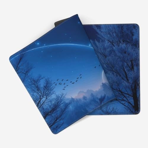 XXL Gaming Mouse Pad 35.4x15.7 Inch, Large Extended Desk Mat | Mousepad with Blue Meteor Design, Non-Slip Rubber Base, Water-Resistant Surface and Stitched Edges for Gaming, Office & Home - color: Blue Meteor