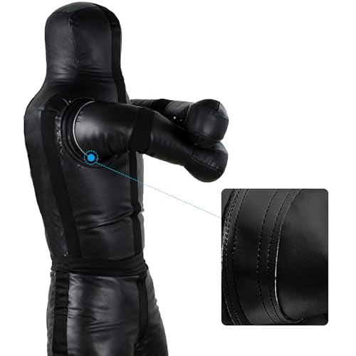 Luwint Unfilled Grappling Dummy - 6ft Leather Wrestling Dummy for MMA, BJJ, Jiu Jitsu & Martial Arts Training, Fillable Combat Practice Dummy with Arms & Legs