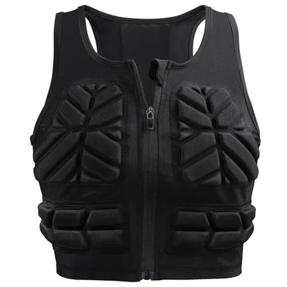 TUOY Women Padded Compression Vest, Impact Vest for Women, Chest Breast Rib Protection Vest for Sports, Karate, Football, Basketball - size: Small, style: Impact Padded Zipper Vest