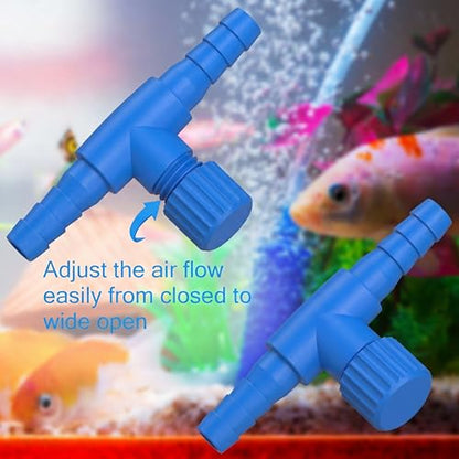 Honoson 30 Pieces Aquarium Air Control Valve T Shaped Air Pump Control Valves Single Way Plastic Flow Regulator for 4 mm Hose Line Tubing Connector(Blue) - color: Blue