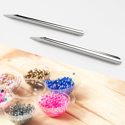 6 Pcs 6 Inch Metal Lab Spatula Micro Lab Scoop Spatula | Bead Scoop with Rounded Pointed Ends for Small Beads Laboratory Sampling Spoon for Mixing Powders Pastes Transferring Tool