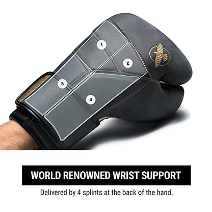 Hayabusa T3 LX Leather Boxing Gloves | Leather Boxing Gloves, Training Gloves Men and Women, Sparring Gloves, Heavy Bag Gloves, 16oz Boxing Gloves, Muay Thai Gloves - color: Obsidian/Gold, size: 12oz