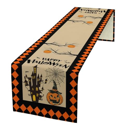 Pumpkin Table Runner Halloween Table Runners Halloween Table Decorations Indoor Pumpkin Party Decor 13x36 - color: Halloween-1, size: 13x36 Inch