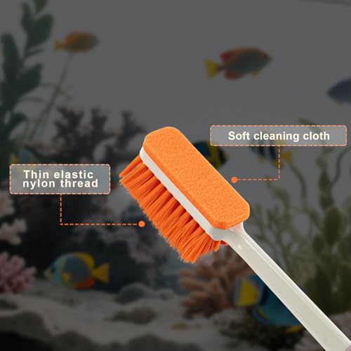 Small Fish Tank Cleaner Brush, Algae Scraper for Aquarium, Glass Aquarium Cleaning Tool, Fish Tank Cleaner Adapted for Glass and Acrylic Aquariums (Longer) - color: Orange Longer