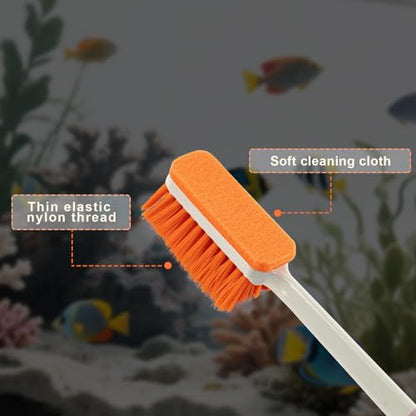 Small Fish Tank Cleaner Brush, Algae Scraper for Aquarium, Glass Aquarium Cleaning Tool, Fish Tank Cleaner Adapted for Glass and Acrylic Aquariums (Longer) - color: Orange Longer