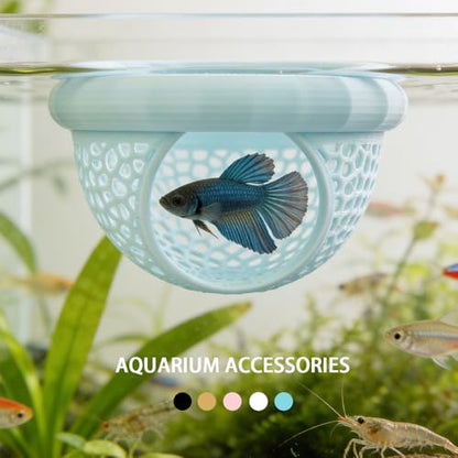 Floating Betta Hammock and Shrimp Feeder, Cave and Hammock, Small Fish Feeding Ring & Resting Spot, Fish Tank Accessories (Black) - color: Black