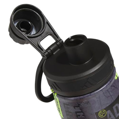 adidas Stainless Steel Metal Water Bottle 20 oz (600 mL) Screw Cap - color: Upscaled Mix-black/Lucid Lemon Yellow