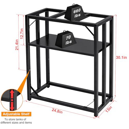 Fish Tank Stand, Aquarium Stand for 20 Gallon, Upgrade Aquarium Turtle Tank, Adjustable 2-Tier Fish Tank Rack ( 24.8" L x 13" W x 30.1" H )