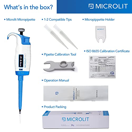 Single-Channel Pipette, Adjustable Volume - Accurate & Calibrated | For 2-20ul Liquid Capacity, Compatible with 20ul Pipette Tips - size: 2-20ul, style: Single-Channel