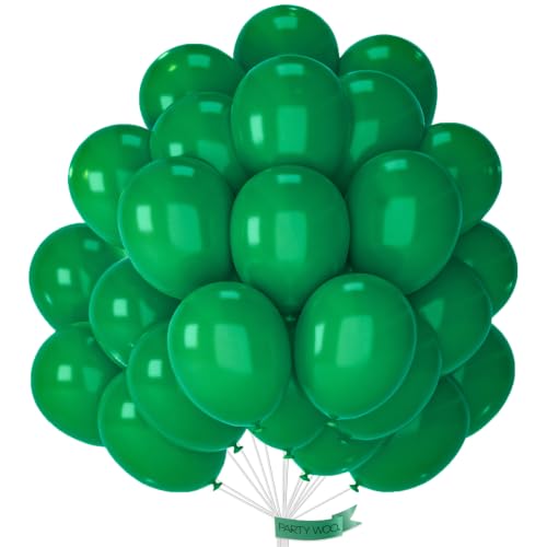 PartyWoo Dark Green Balloons 101pcs Emerald Hunter Forest Green Color - color: Green-y56
