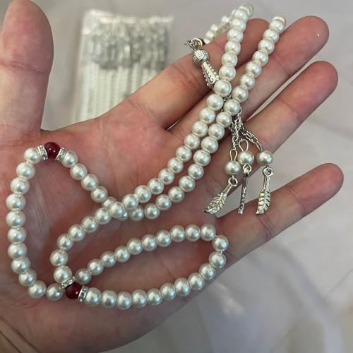 6mm Muslims Prayer Bead 99 Natural Pearl Tasbih Rosary Beads Praying Pendant with Tassels Religion