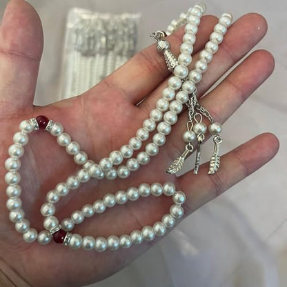6mm Muslims Prayer Bead 99 Natural Pearl Tasbih Rosary Beads Praying Pendant with Tassels Religion