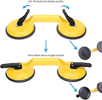FCHO Heavy Duty Glass Suction Cup for Tile Lifting Dent Pull Repair | Aluminum Glass Suctio Handle Holder Hooks to Lift Large Glass/Moving/Pad for Lifting/Dent Fixer - color: Yellow-01