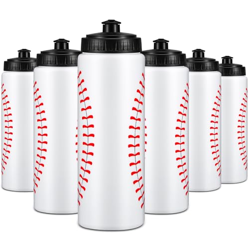 Yaomiao Baseball Water Bottle Bulk Reusable Sports Bottle 20 oz Squeeze Baseball Accessories Gifts School Sports