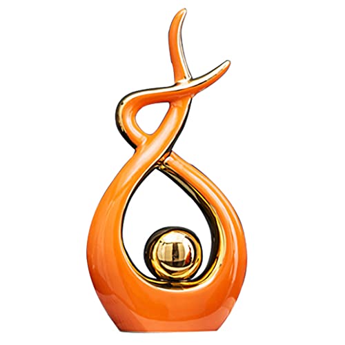 Norrclp Home Decor Modern Abstract Art Ceramic Statue Table Decorations for Dining Room Living Room Office Centerpiece - color: Orange and Gold, size: Large