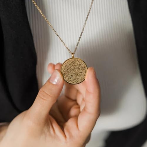 OUMAY Ayatul Kursi Bracelet – 18 carats Gold Plated Arabic Calligraphy Jewelry – Symbol of Faith & Divine Protection – Spiritual Gift for Women and men - color: Round Pendant Gold