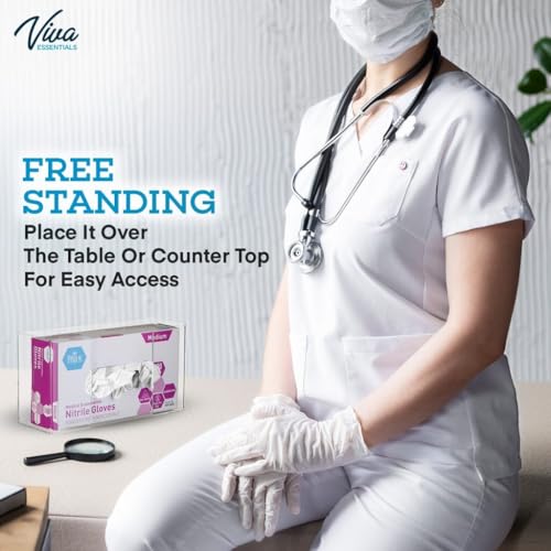 AdirMed VivaEssentials Single Glove Box Holder, Wall Mount or Free Standing Clear Acrylic Glove Holder - color: Clear, style: Single Box Capacity