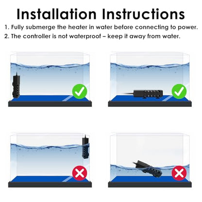 50W Aquarium Heater, Adjustable Small Fish Tank Heater, with Digital Display, Overheat Protection & Dry Run Protection, for 5-10 Gallon Water - size: For 5-10 Gal