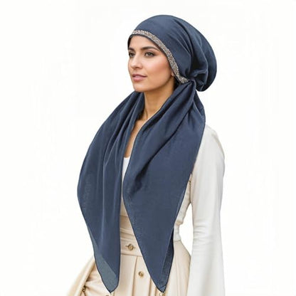 Instant Hijab for Women: Hijab Scarf, Hijabs for Women Muslim, Muslim Head Scarf, Easy Slip on - color: Denim Blue
