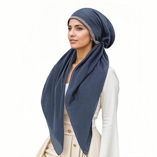 Instant Hijab for Women: Hijab Scarf, Hijabs for Women Muslim, Muslim Head Scarf, Easy Slip on - color: Denim Blue