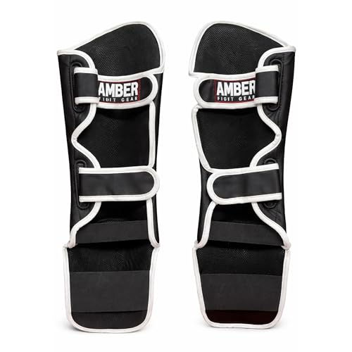 Centurion Muay Thai Shin and Instep Guards, High-Density Foam Protection, Skintex Leather, Adjustable Straps, Lightweight & Durable for MMA, Kickboxing, Muay Thai, and Taekwondo - size: Large