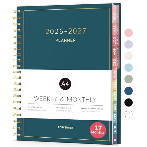 Aug 2026 - Dec 2027 Planner, Forvencer 17 Month Academic Planner 2026-2027, 8.5" x 11", Calendar Planner Weekly and Monthly, Daily Agenda Book, School Supplies for Student Teacher, A4, Navy Blue - color: Navy Blue, size: 8.5" x 11"