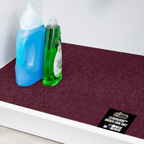 GORILLA GRIP LeakGuard Non-Adhesive Under Sink Mat for Kitchen Cabinet, Waterproof Quick Dry Shelf Liner, Durable Absorbent Felt Mats for Bathroom Sinks, Cabinets, Dresser, Easy to Trim, 24x24 Wine - color: Wine, size: 24"w X 24"l