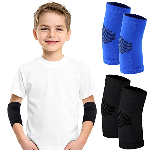Kasyat 2 Pairs Kids Elbow Brace Knit Compression Elbow Sleeve Compression Brace Gym Arm Sleeve Gym Joint Support for Boys and Girls Teen Weight Lifting Sports (Medium) - size: Medium