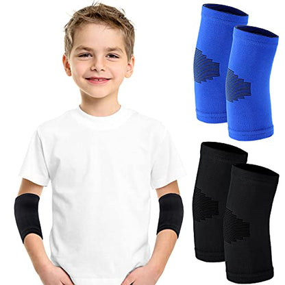 Kasyat 2 Pairs Kids Elbow Brace Knit Compression Elbow Sleeve Compression Brace Gym Arm Sleeve Gym Joint Support for Boys and Girls Teen Weight Lifting Sports (Large) - size: Large