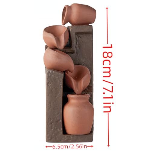 Unique Cascading Basins Ceramic Waterfall Incense Holder, Paired with a Pack of Backflow Incense Cones. (Primary) - color: Primary